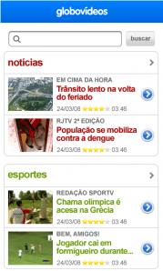 Print da Tela do Globo Vídeos no iPhone