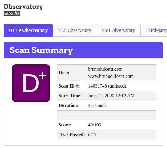 Nota D+ no Observatory