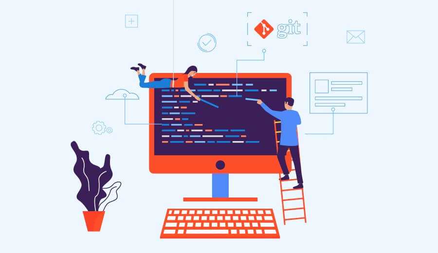 Desenho com monitor marca do Git
